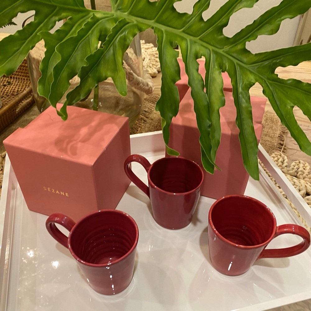 Sézane Limited Edition Mugs Cups NWT Raspberry Set of 3
